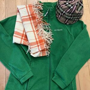 Banana Republic Vibrant Orange and Cream Plaid Scarf